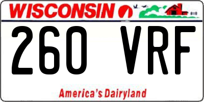 WI license plate 260VRF