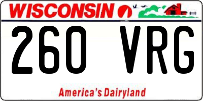 WI license plate 260VRG