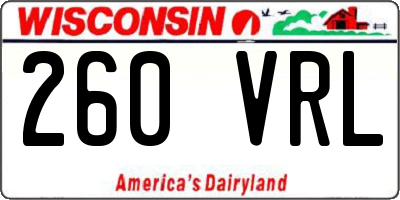 WI license plate 260VRL
