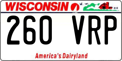 WI license plate 260VRP