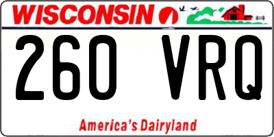 WI license plate 260VRQ