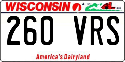 WI license plate 260VRS