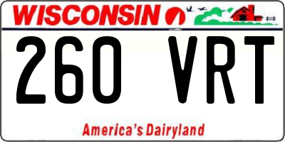 WI license plate 260VRT