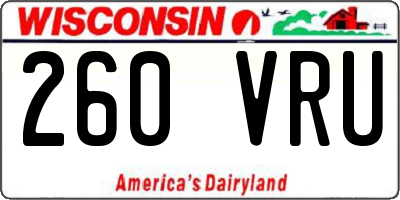 WI license plate 260VRU