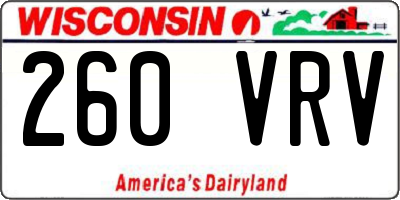 WI license plate 260VRV