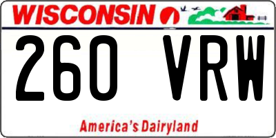 WI license plate 260VRW
