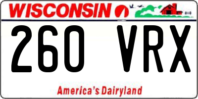 WI license plate 260VRX