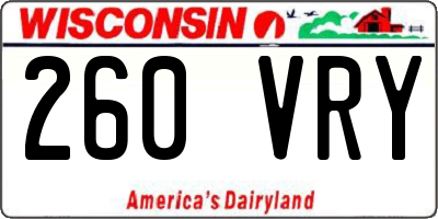 WI license plate 260VRY