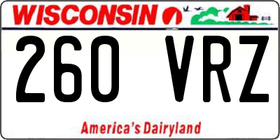 WI license plate 260VRZ