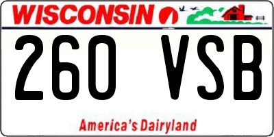 WI license plate 260VSB