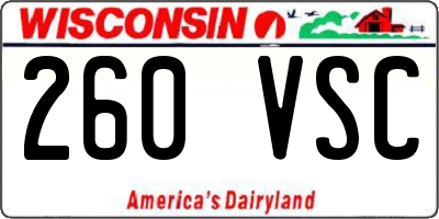WI license plate 260VSC