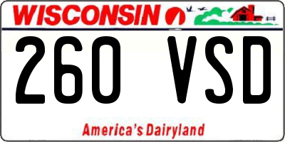 WI license plate 260VSD