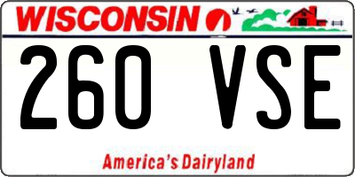 WI license plate 260VSE