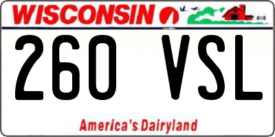 WI license plate 260VSL