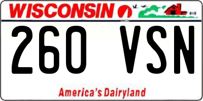 WI license plate 260VSN