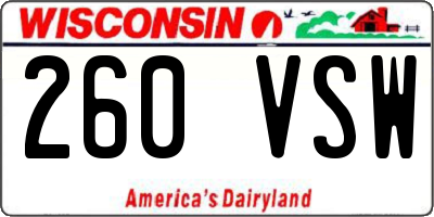 WI license plate 260VSW