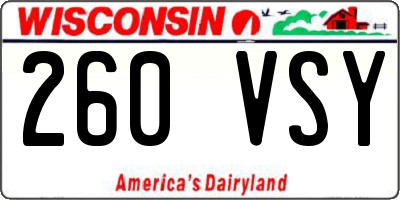 WI license plate 260VSY