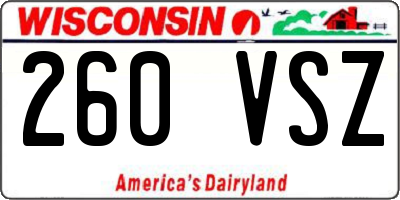 WI license plate 260VSZ