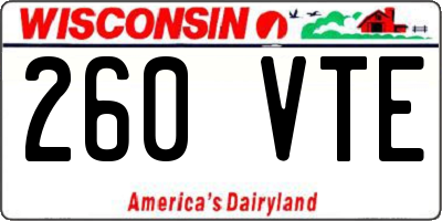 WI license plate 260VTE