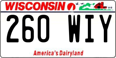 WI license plate 260WIY