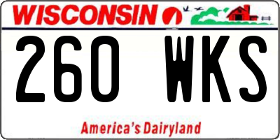 WI license plate 260WKS