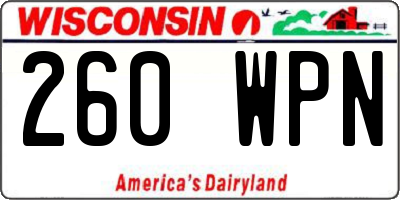WI license plate 260WPN
