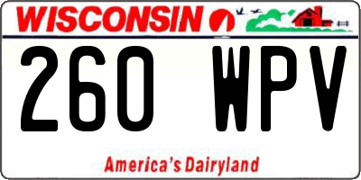 WI license plate 260WPV