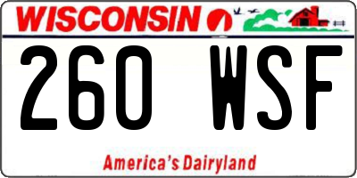 WI license plate 260WSF