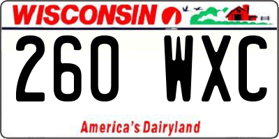 WI license plate 260WXC