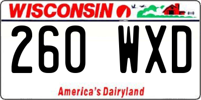 WI license plate 260WXD