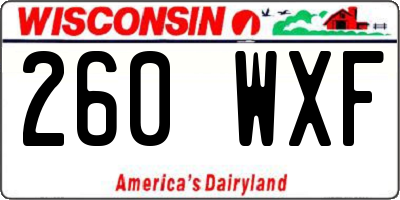 WI license plate 260WXF