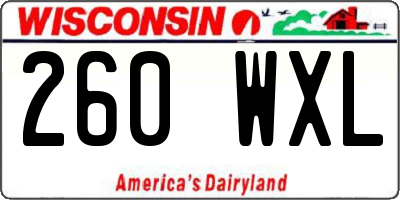 WI license plate 260WXL