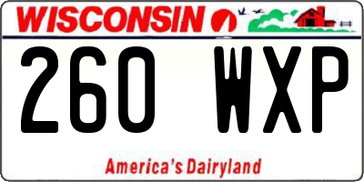 WI license plate 260WXP