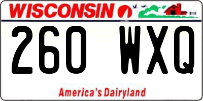 WI license plate 260WXQ