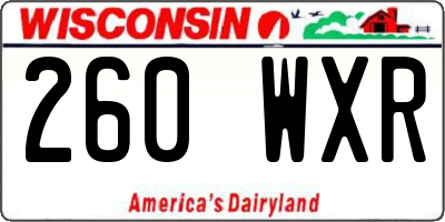 WI license plate 260WXR