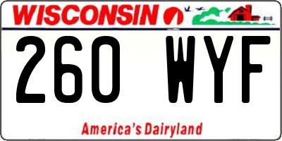 WI license plate 260WYF