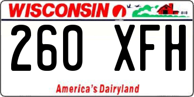 WI license plate 260XFH