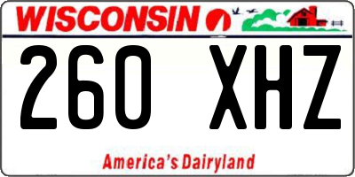 WI license plate 260XHZ
