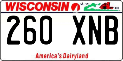 WI license plate 260XNB