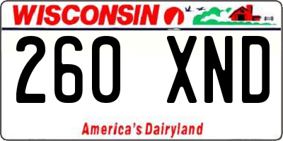 WI license plate 260XND