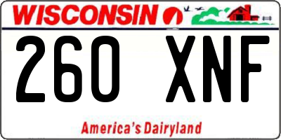 WI license plate 260XNF