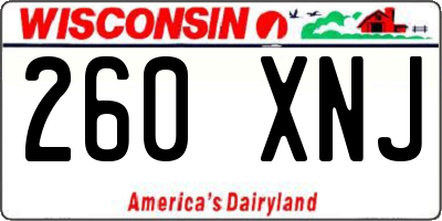 WI license plate 260XNJ