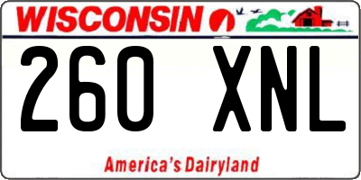 WI license plate 260XNL