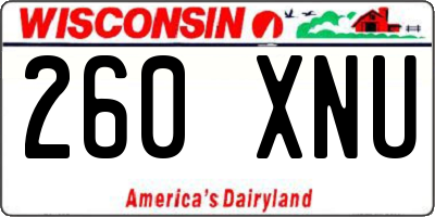 WI license plate 260XNU