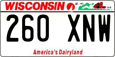 WI license plate 260XNW