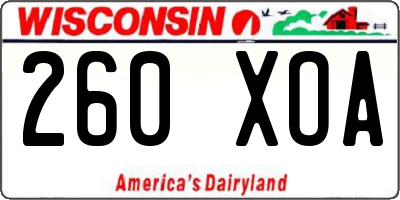 WI license plate 260XOA