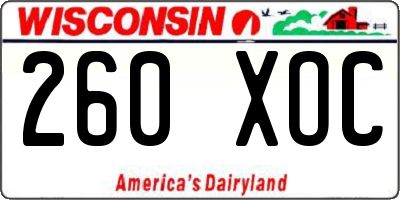 WI license plate 260XOC