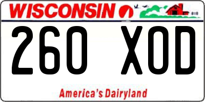 WI license plate 260XOD