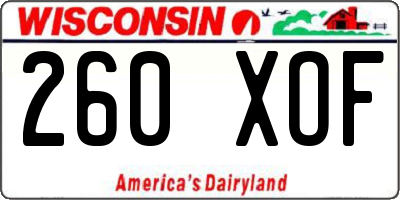 WI license plate 260XOF