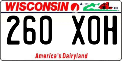 WI license plate 260XOH